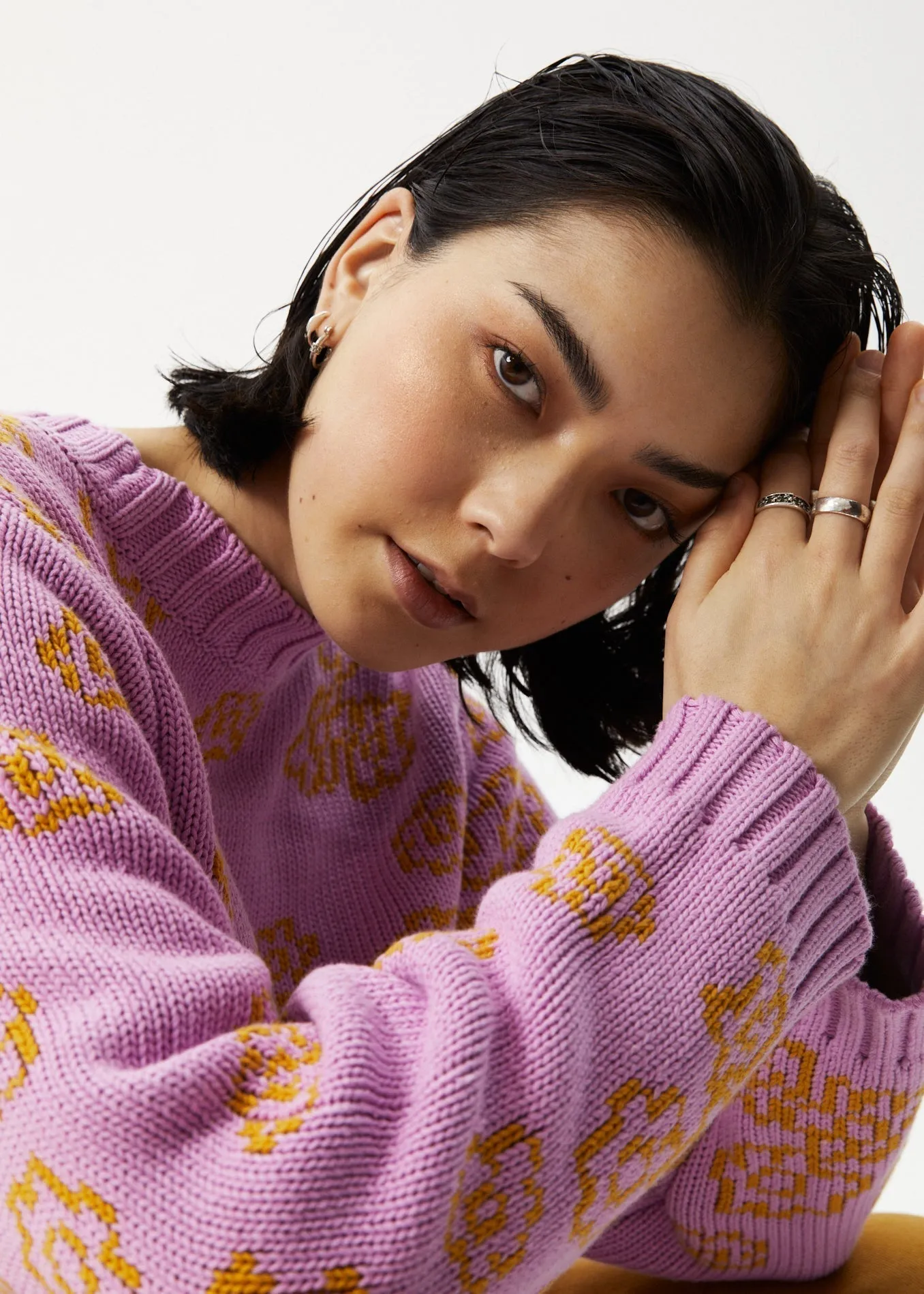 AFENDS Womens Clara - Knit Crew Neck Jumper - Candy
