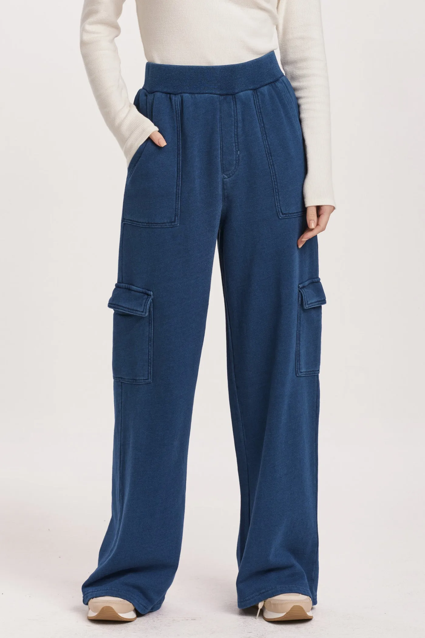 BECCA HIGH RISE CARGO PANTS DARK INDIGO