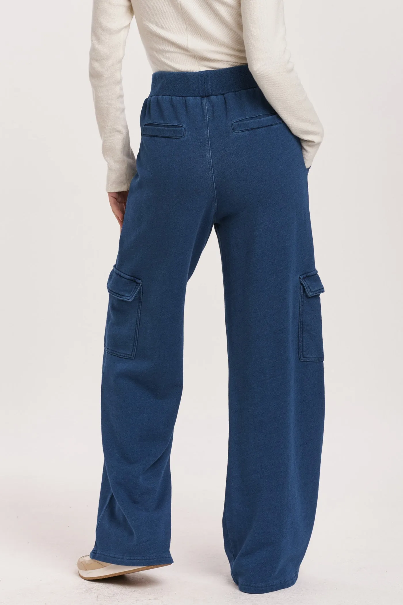 BECCA HIGH RISE CARGO PANTS DARK INDIGO