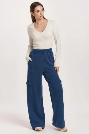 BECCA HIGH RISE CARGO PANTS DARK INDIGO