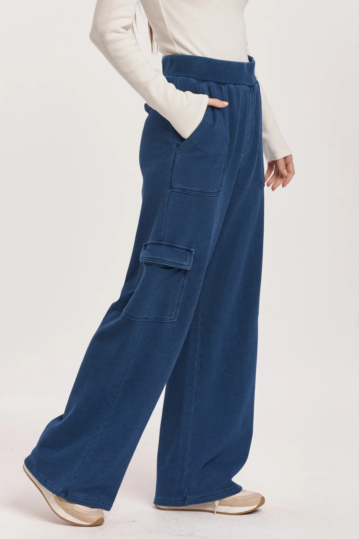 BECCA HIGH RISE CARGO PANTS DARK INDIGO