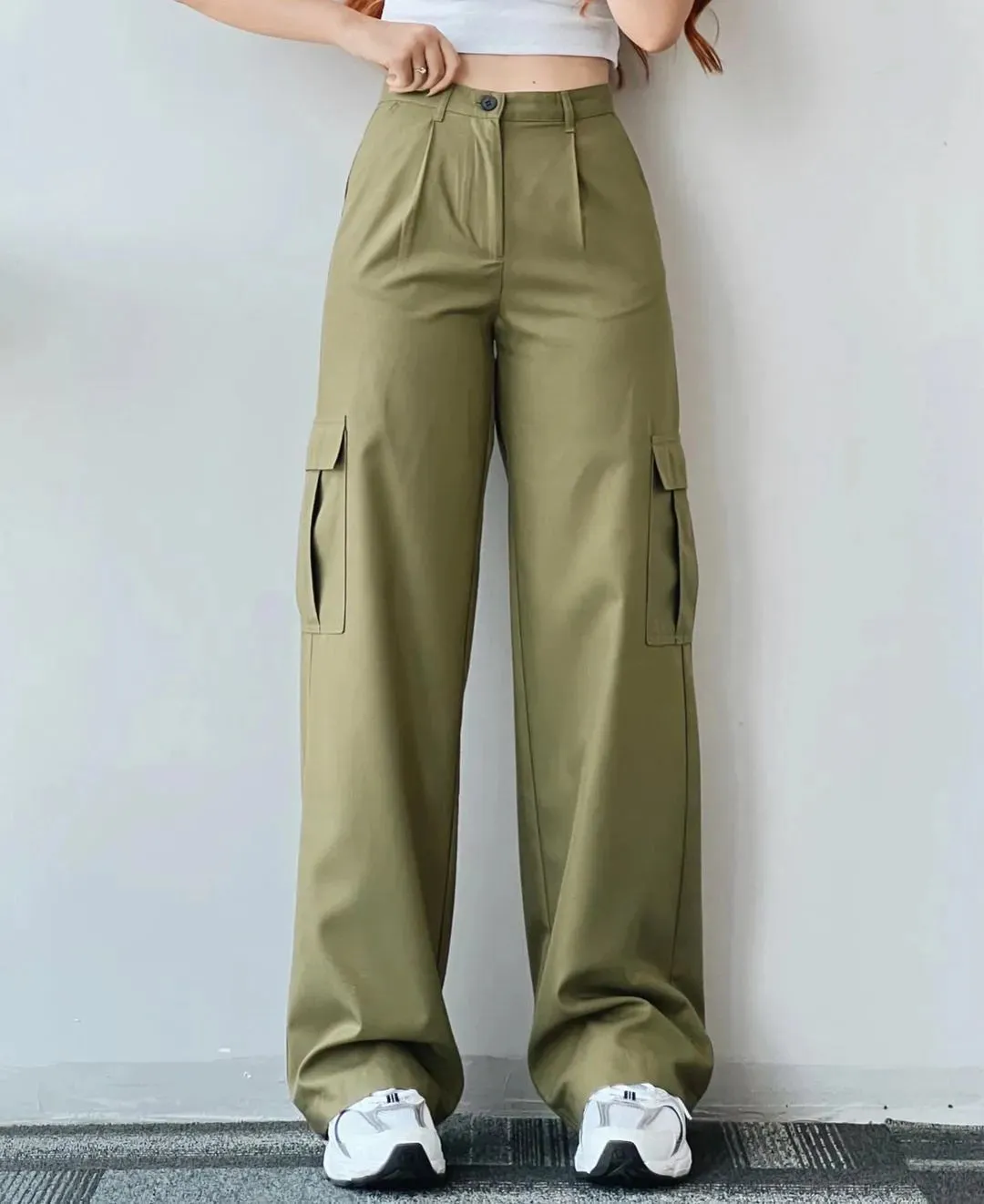 Bonnyshow Cargo Jeans For Women High Street Harajuku Korean Fashion Parachute Pants Vintage Streetwear Wide Leg Joggers Trousers Clothing
