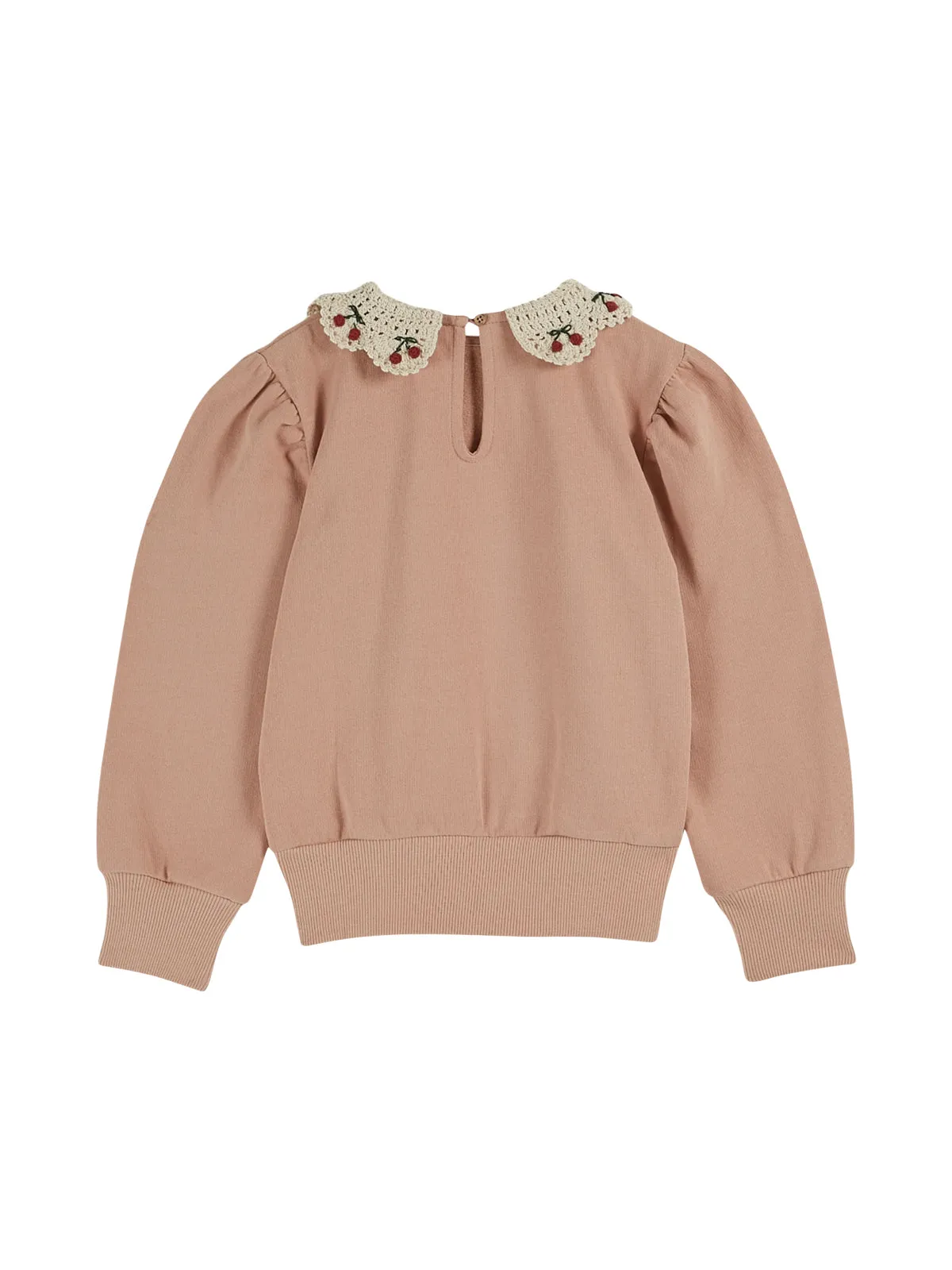 Cherry Crochet Collar Sweatshirt