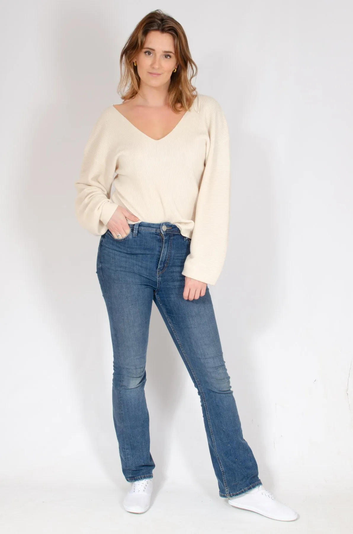 Cream Ribbed Jumper