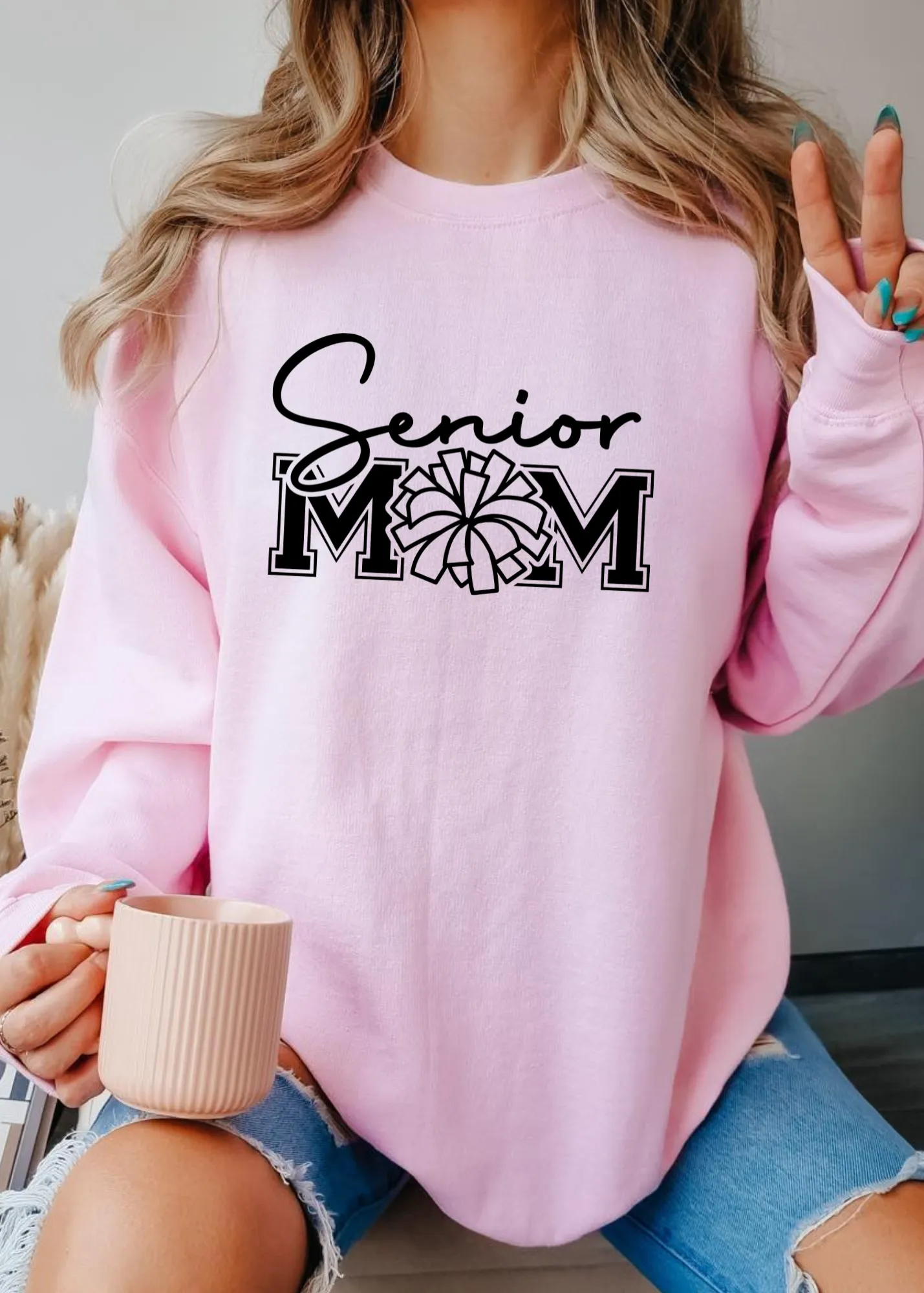 Glamfox  - Senior Cheer Mom Graphic Crewneck
