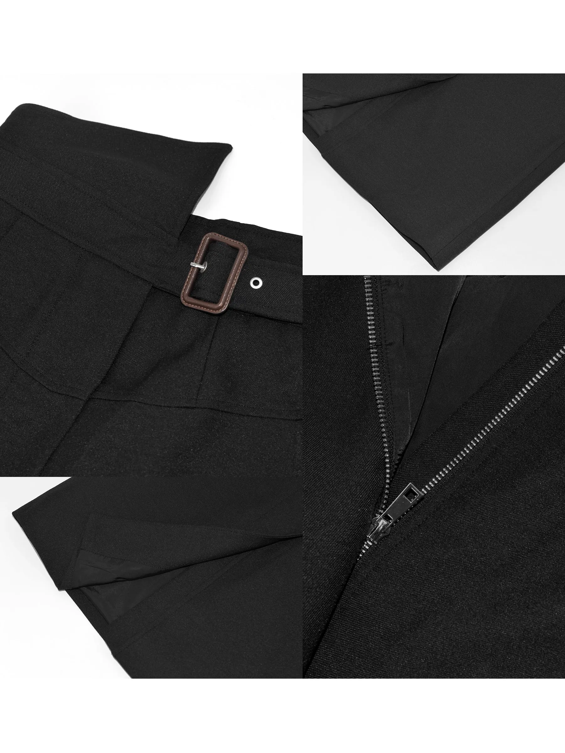 High Waisted Belted Pencil Skirt