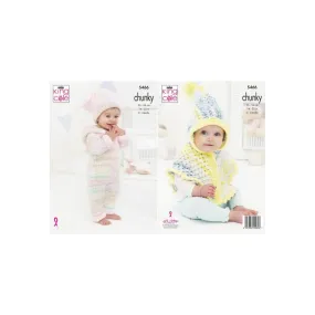 King Cole Baby Onesie, Poncho & Hat Chunky Knitting Pattern 5466