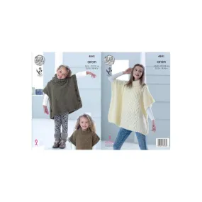 King Cole Tabbard Aran Knitting Pattern 4841