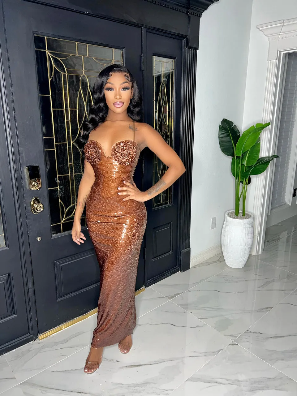 Luxury Sequins Bodycon Maxi Dress