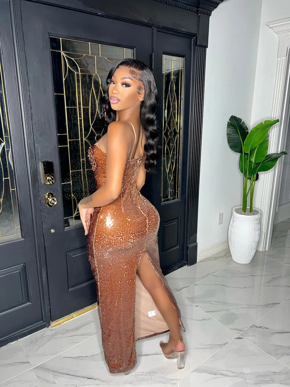 Luxury Sequins Bodycon Maxi Dress