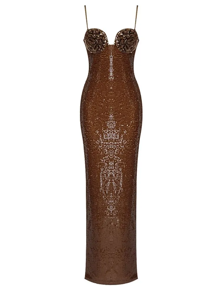 Luxury Sequins Bodycon Maxi Dress
