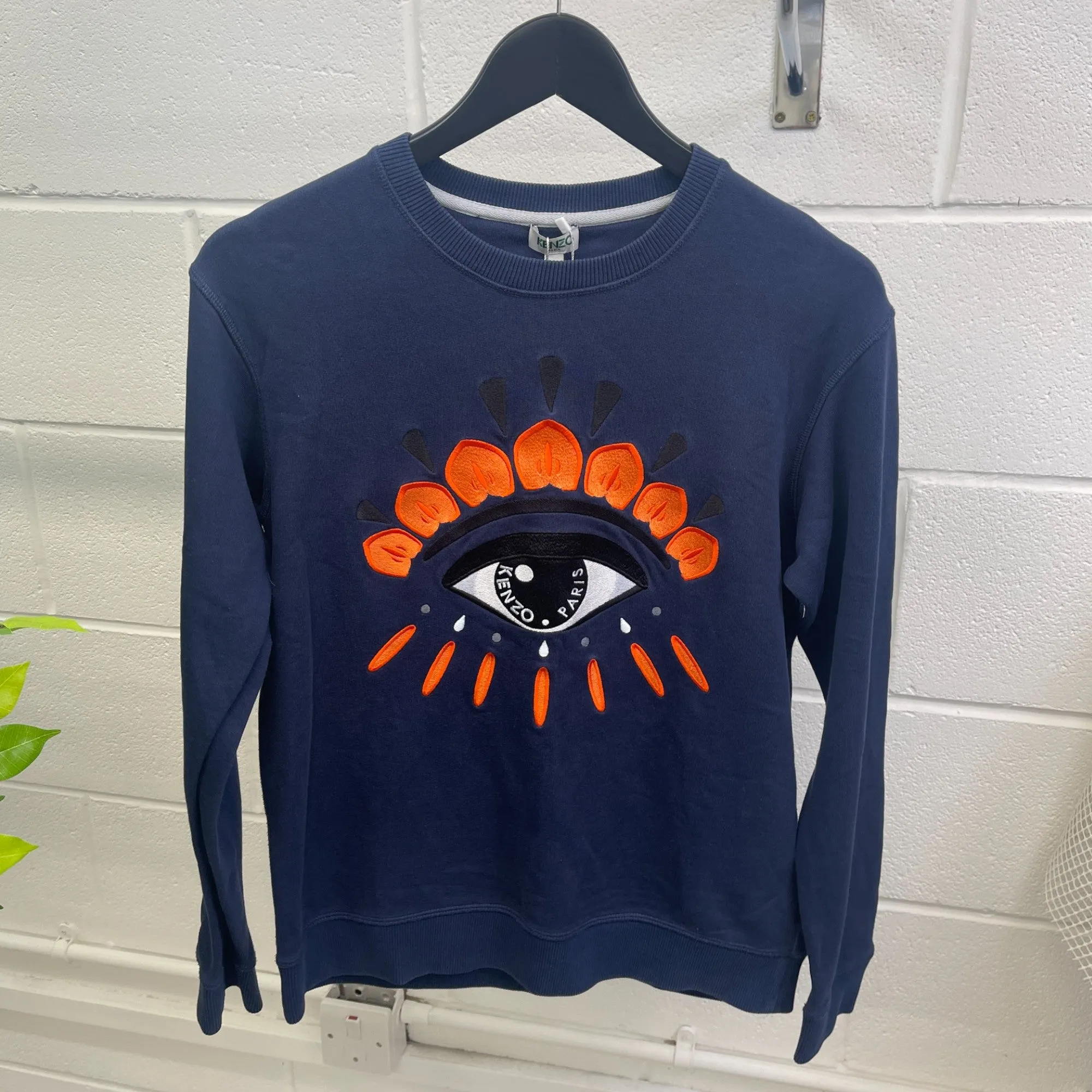 Men's Embroidered  Eye Logo Jumper Navy Size XS