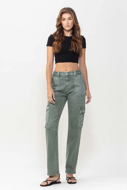 Mid Rise Straight With Cargo Pocket Detail