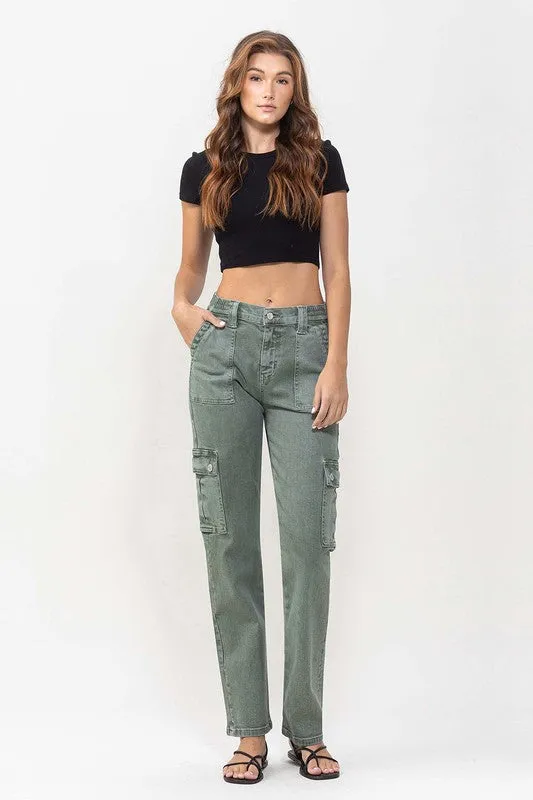 Mid Rise Straight With Cargo Pocket Detail