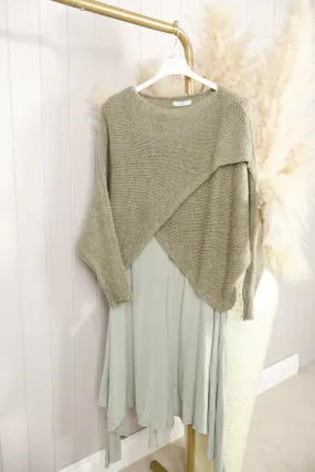Monica Two Piece Dress Khaki