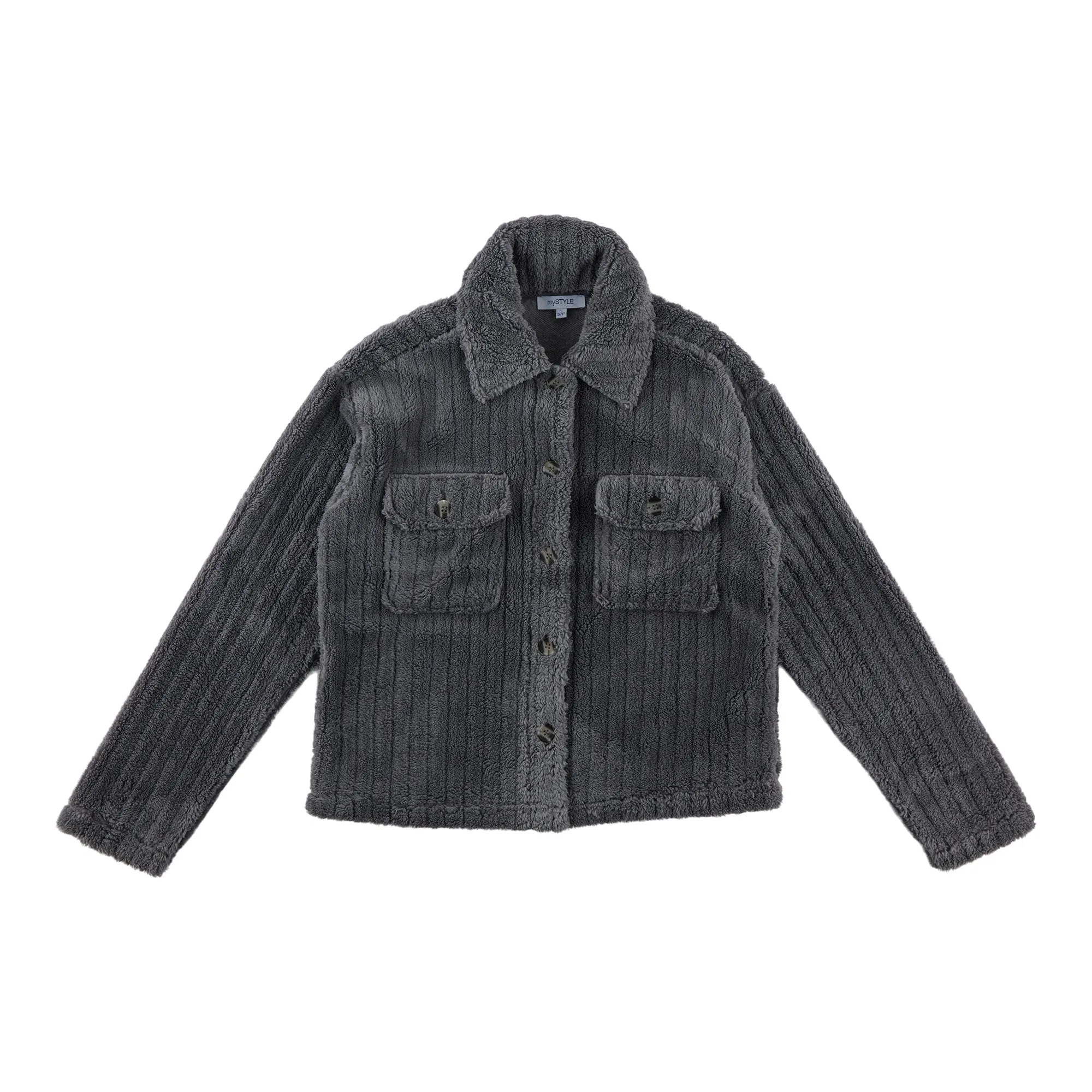 mySTYLE Women's Striped Plush Shacket