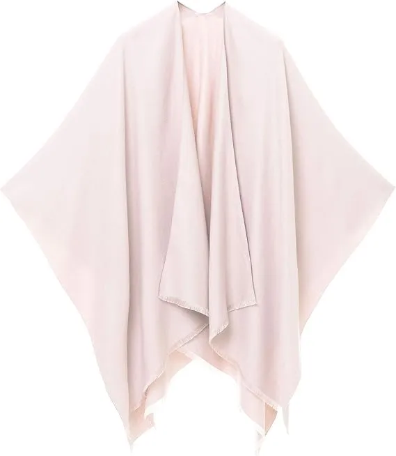 Orange-Beige Luxurious Knit Sweater Poncho Cardigan