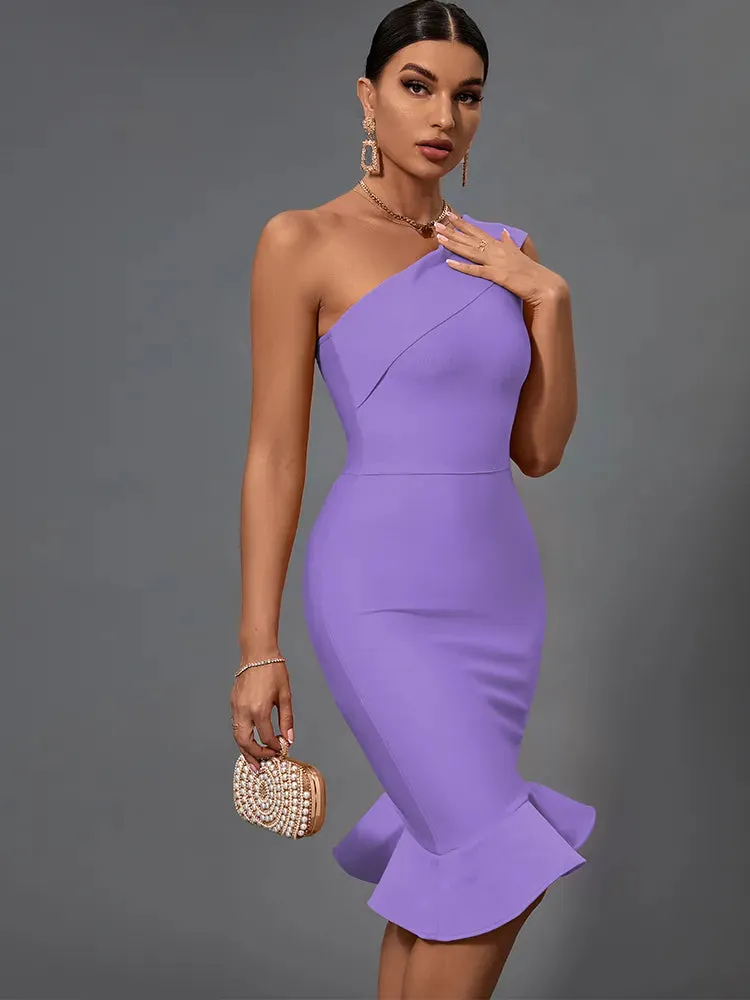Orange Mermaid Midi Bandage Bodycon Dress