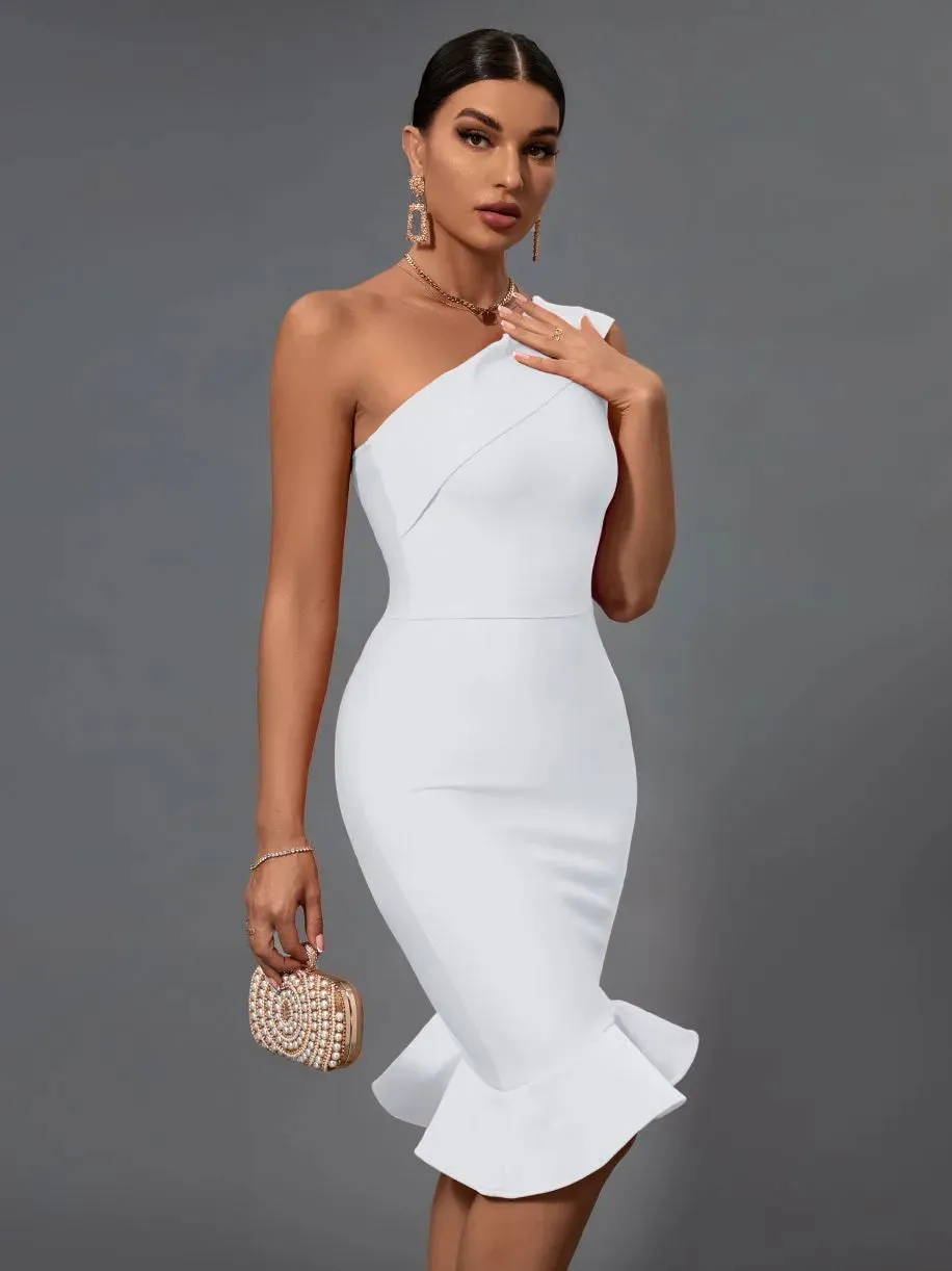 Orange Mermaid Midi Bandage Bodycon Dress