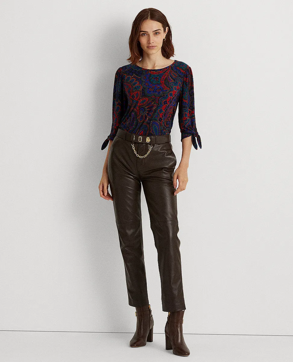 Paisley Tie-Sleeve Top In Navy Multi
