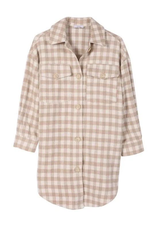 Plaid Checker Long Shacket