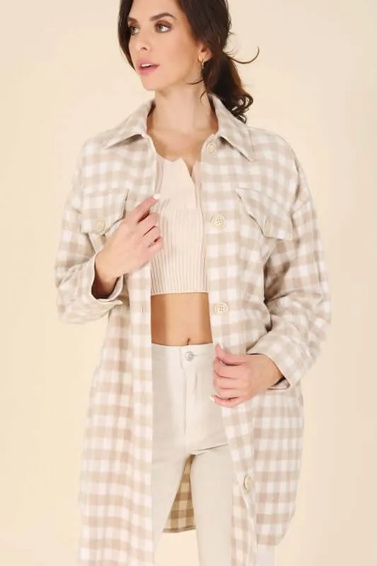 Plaid Checker Long Shacket