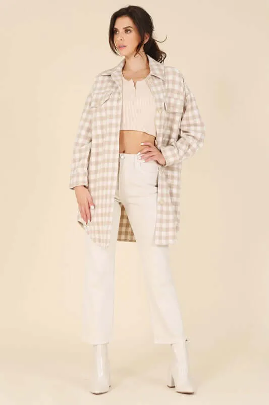 Plaid Checker Long Shacket
