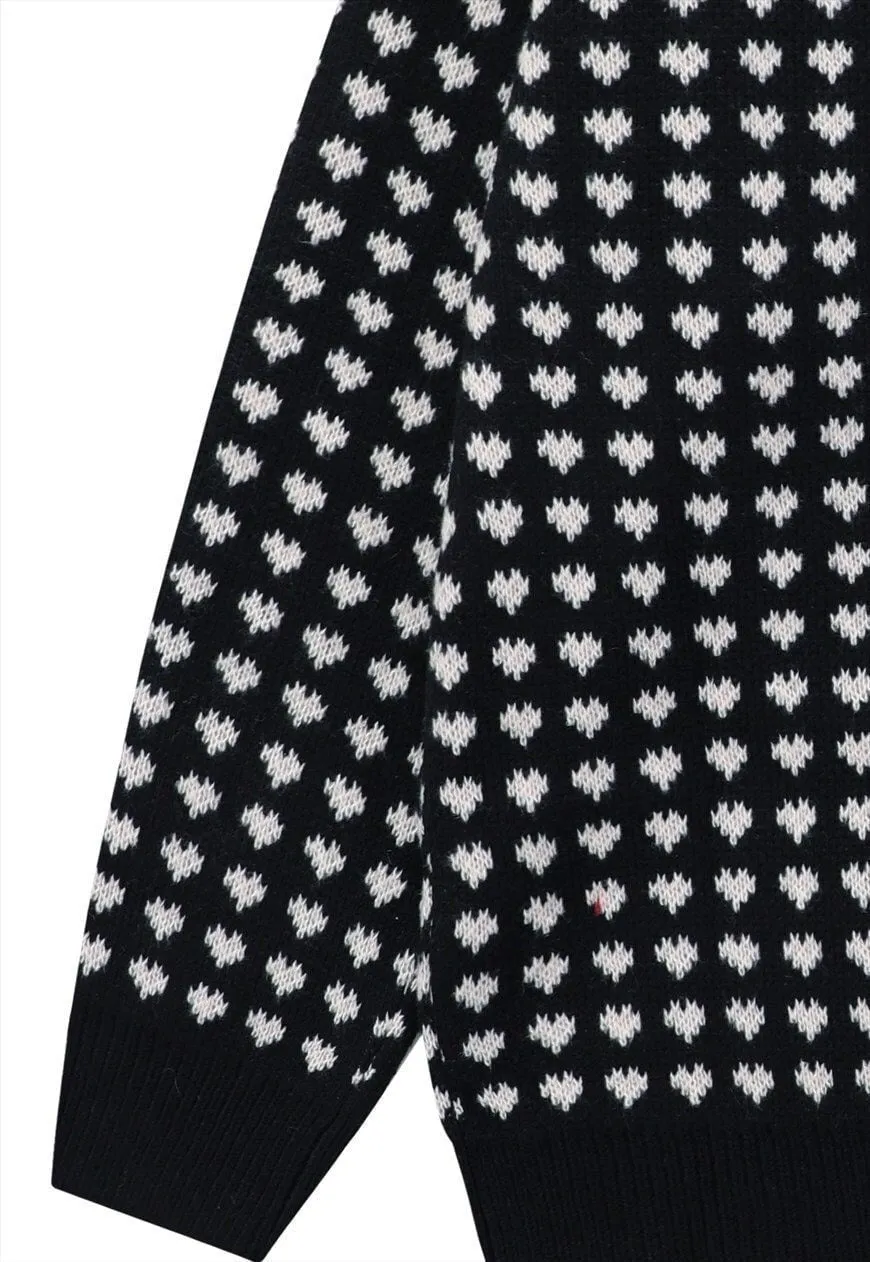 Retro heart sweater vintage pattern jumper 80s top in Red