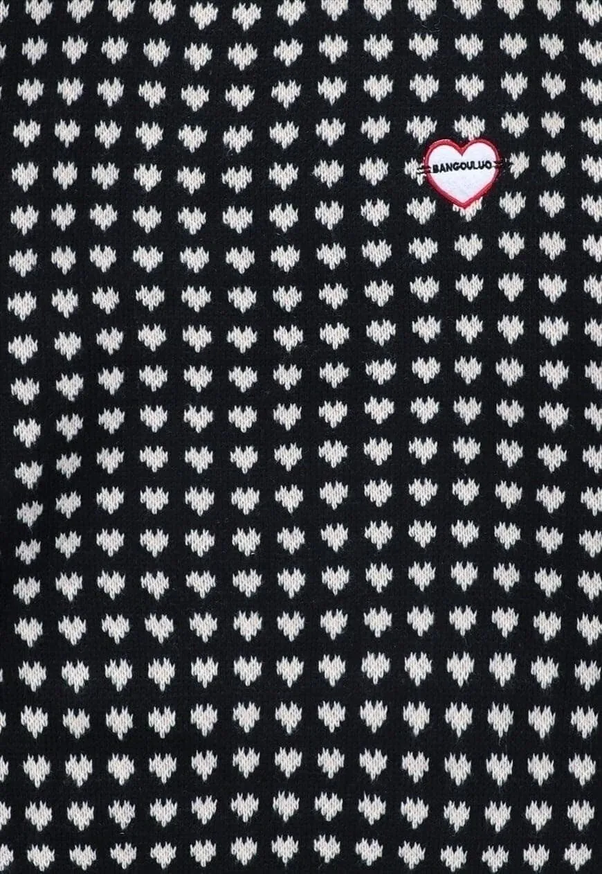 Retro heart sweater vintage pattern jumper 80s top in Red