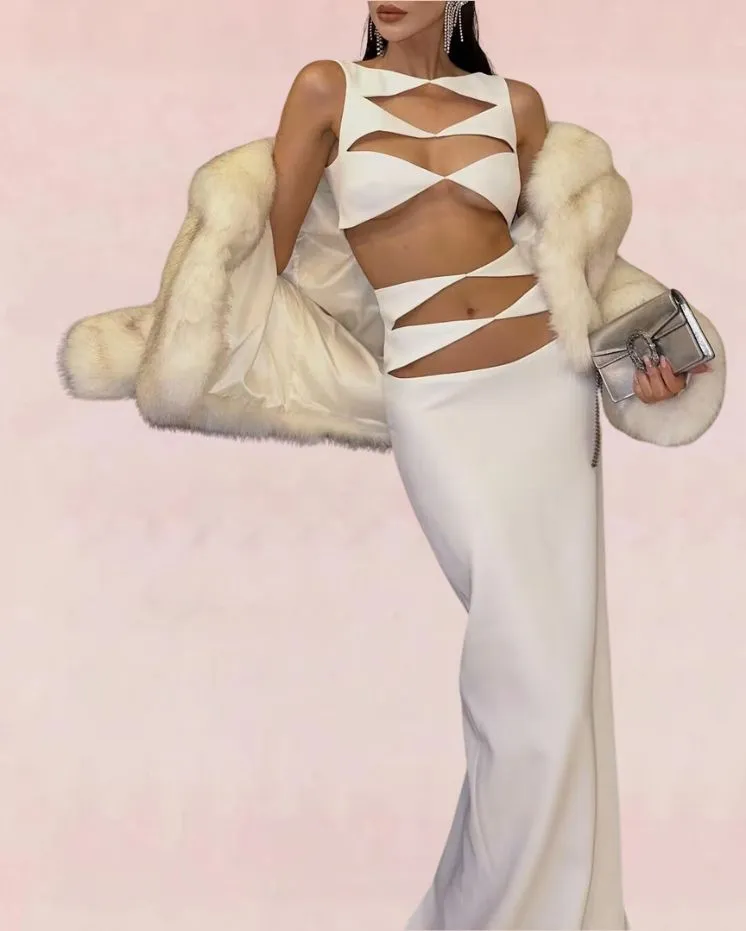 Sheath Cutout Maxi Dress - White