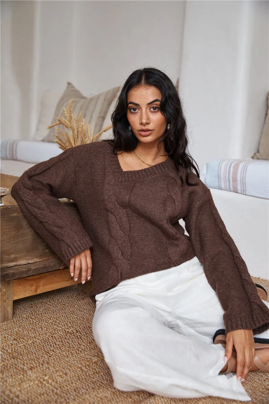 SNDYS Ana Cable Knit Jumper Mocha
