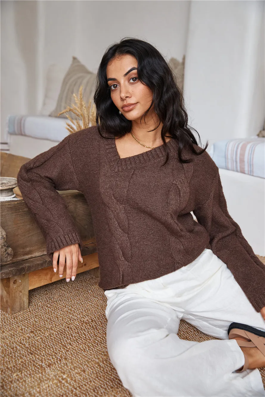 SNDYS Ana Cable Knit Jumper Mocha