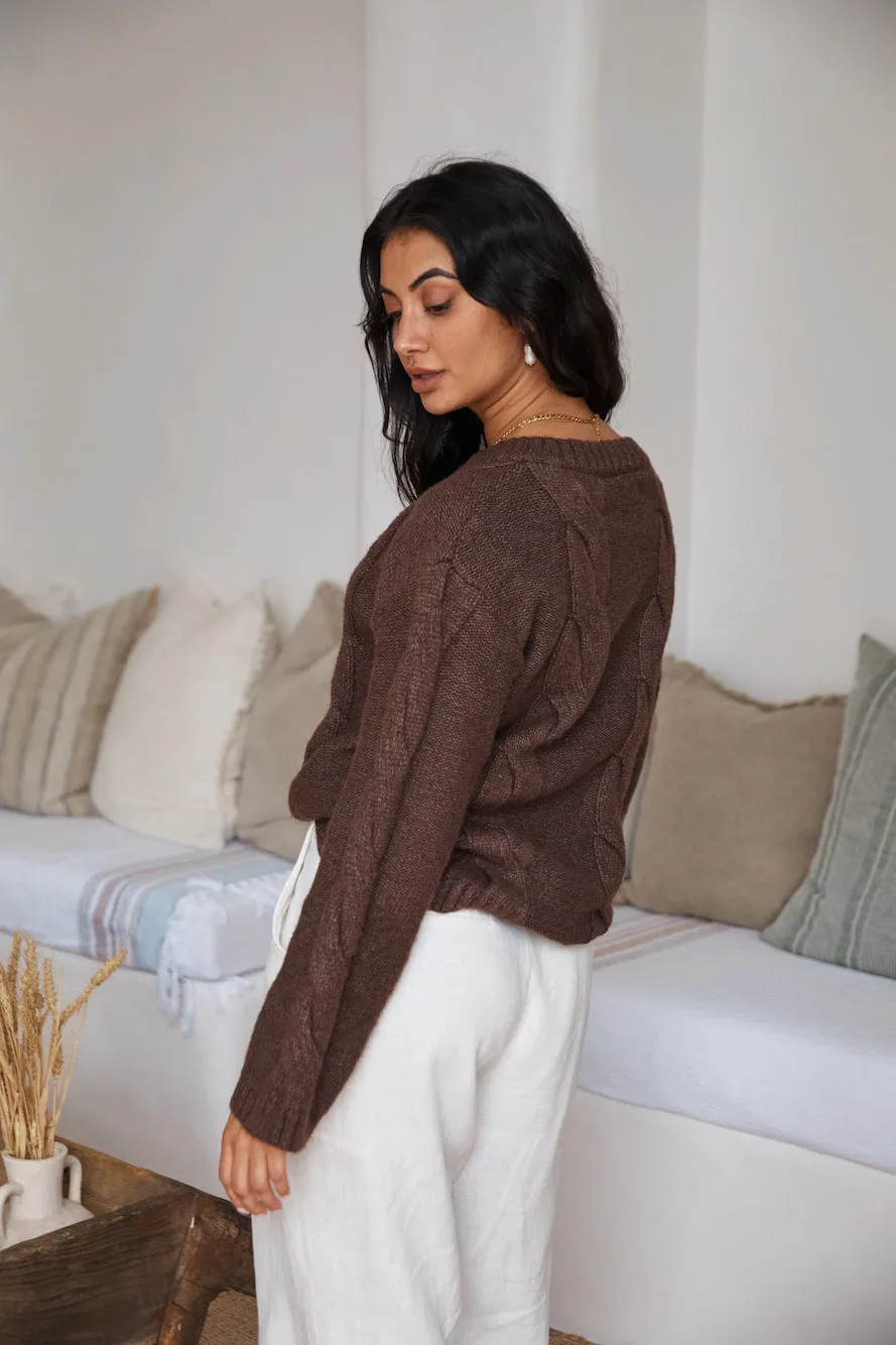 SNDYS Ana Cable Knit Jumper Mocha