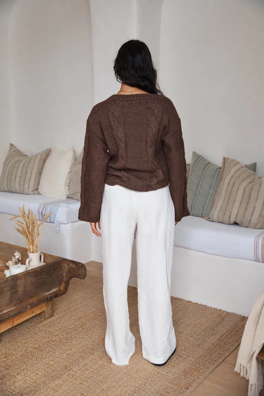 SNDYS Ana Cable Knit Jumper Mocha