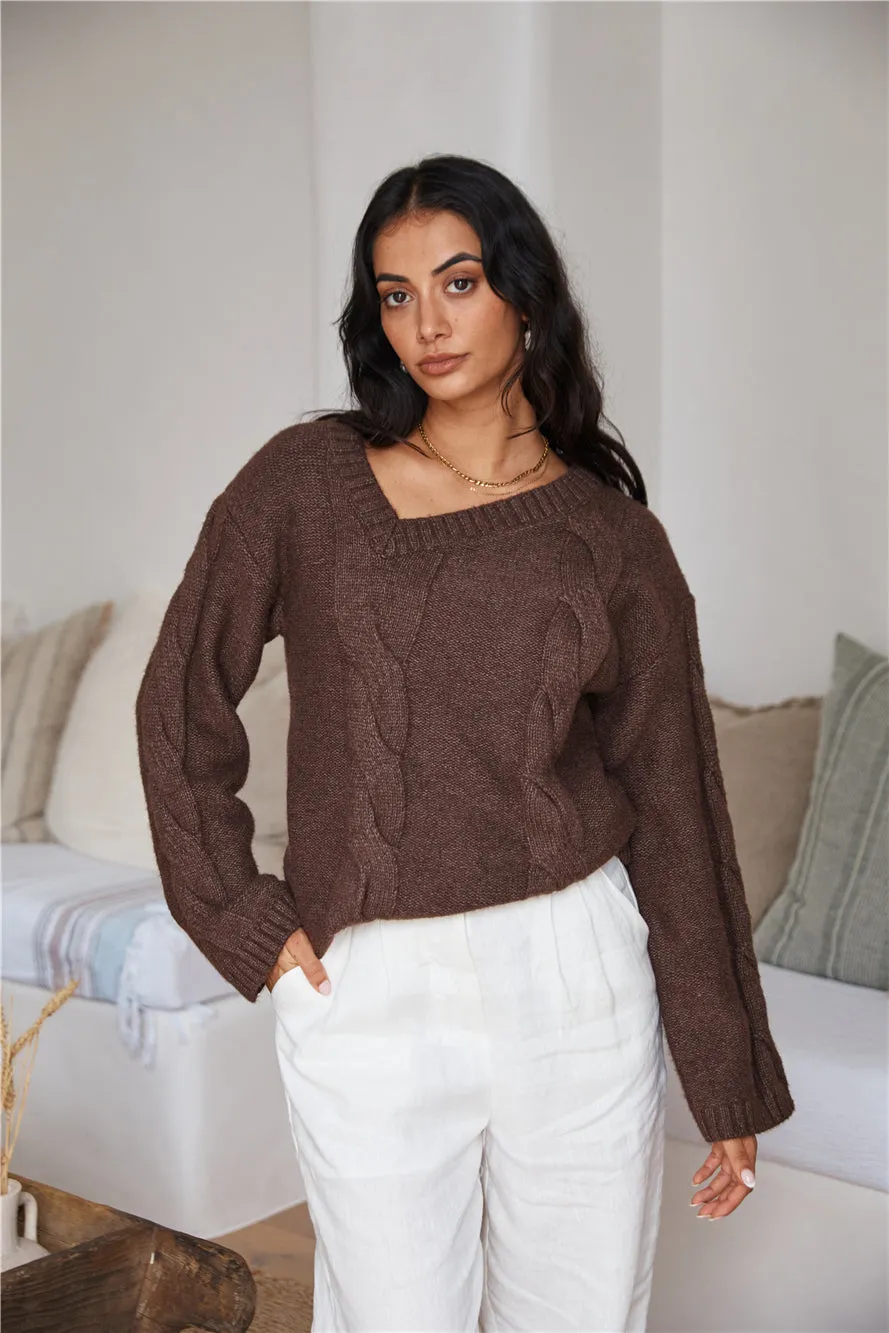 SNDYS Ana Cable Knit Jumper Mocha