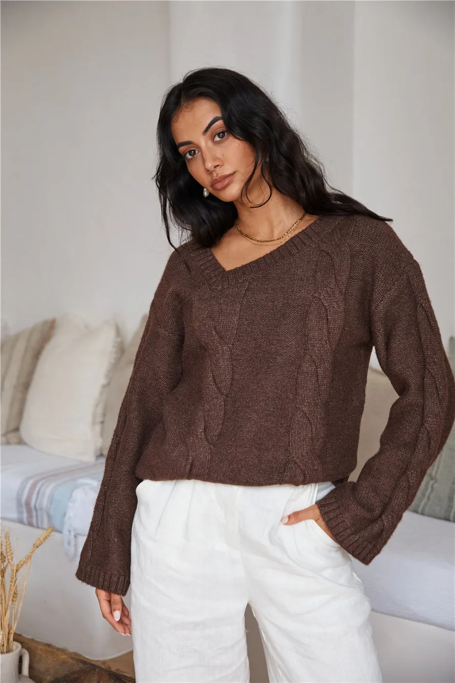 SNDYS Ana Cable Knit Jumper Mocha