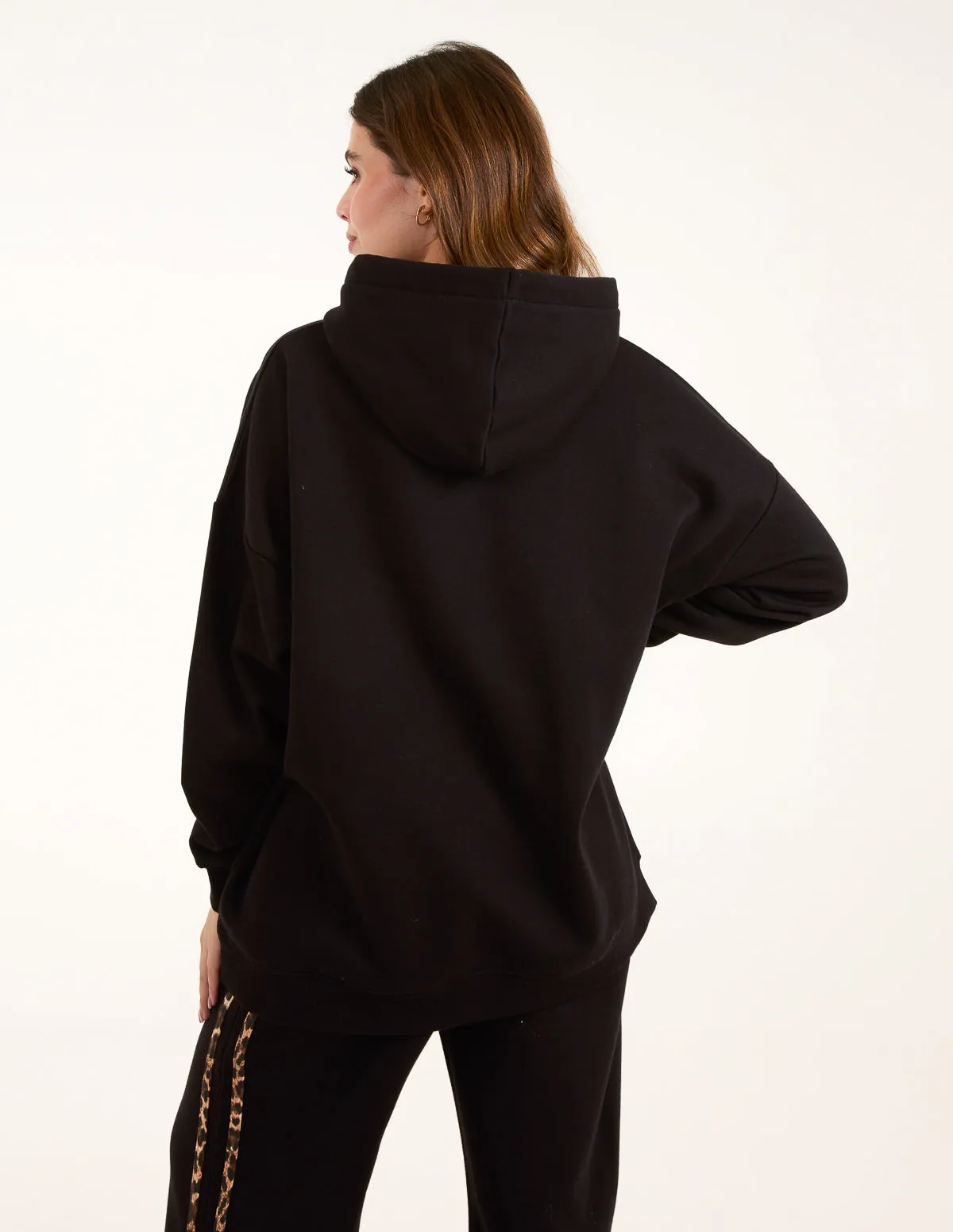 Sunday Leopard Print Slogan Hoodie