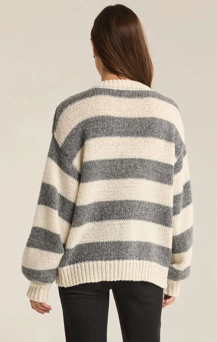 ZSU Anders Stripe Crew Neck Sweater in Heather
