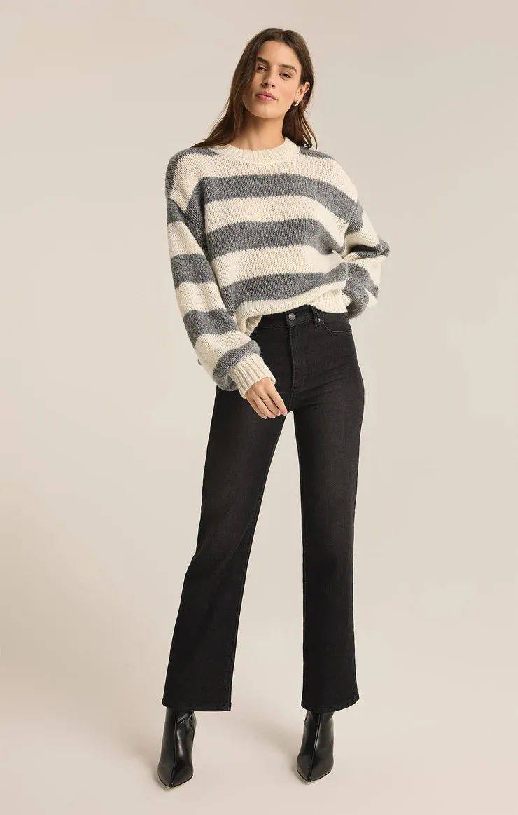 ZSU Anders Stripe Crew Neck Sweater in Heather