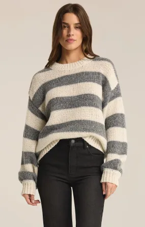 ZSU Anders Stripe Crew Neck Sweater in Heather